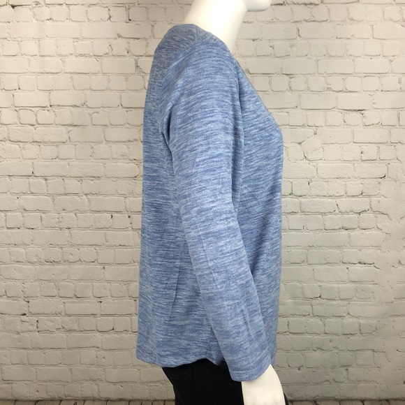 0X 1X Light Blue Heather Microfleece Top Plus Size - Picture 4 of 5